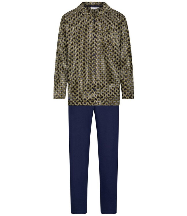 Heren doorknoop pyjama van bio-katoen 'geometric blocks'