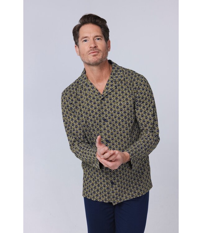 men's full button organic cotton pyjama set 'geometric blocks'