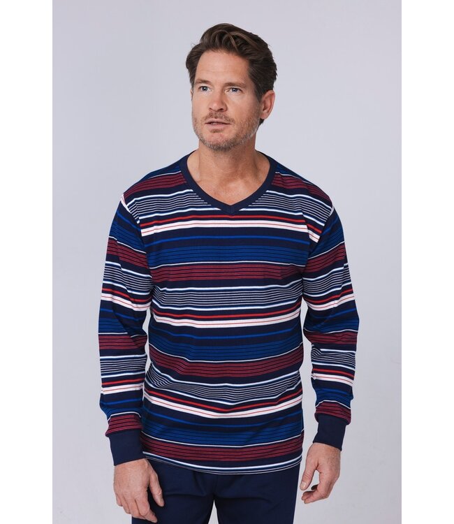 men's cotton interlock pyjama set 'multi stripes'