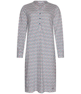 Pastunette long sleeve organic cotton nightdress with buttons 'geometric flower'