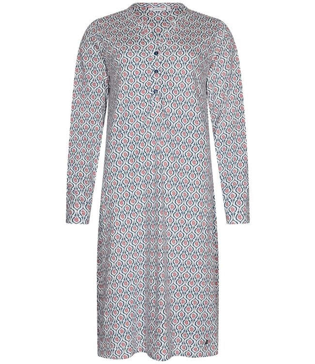 long sleeve organic cotton nightdress with buttons 'geometric flower'