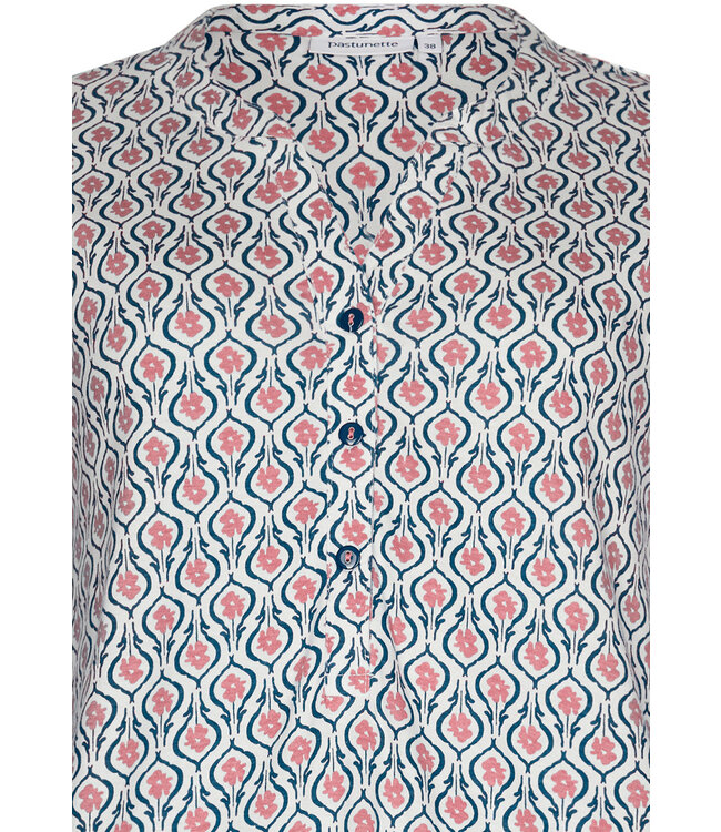 long sleeve organic cotton nightdress with buttons 'geometric flower'