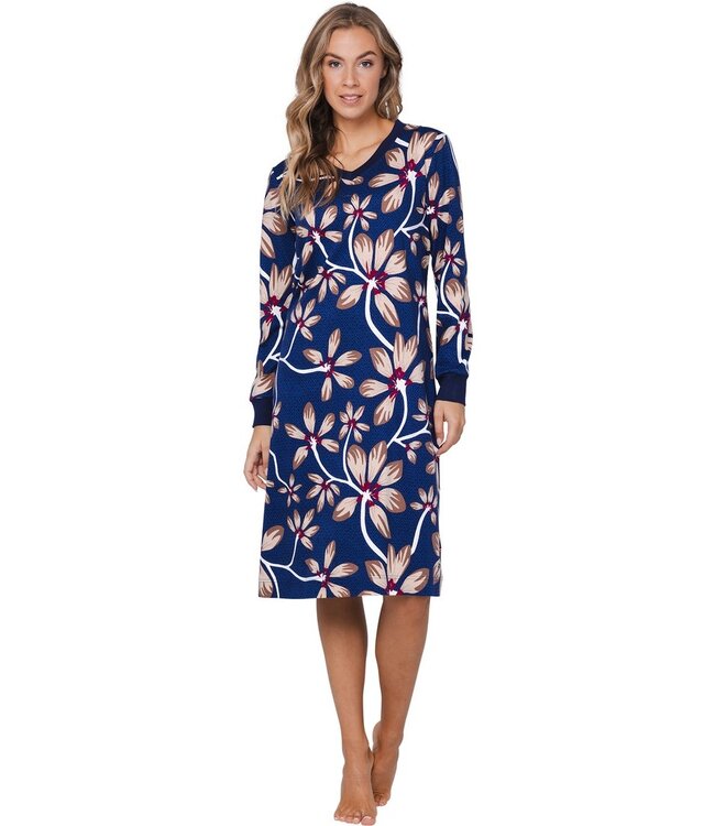 Langer dames nachthemd van katoen-interlock 'passion flower'