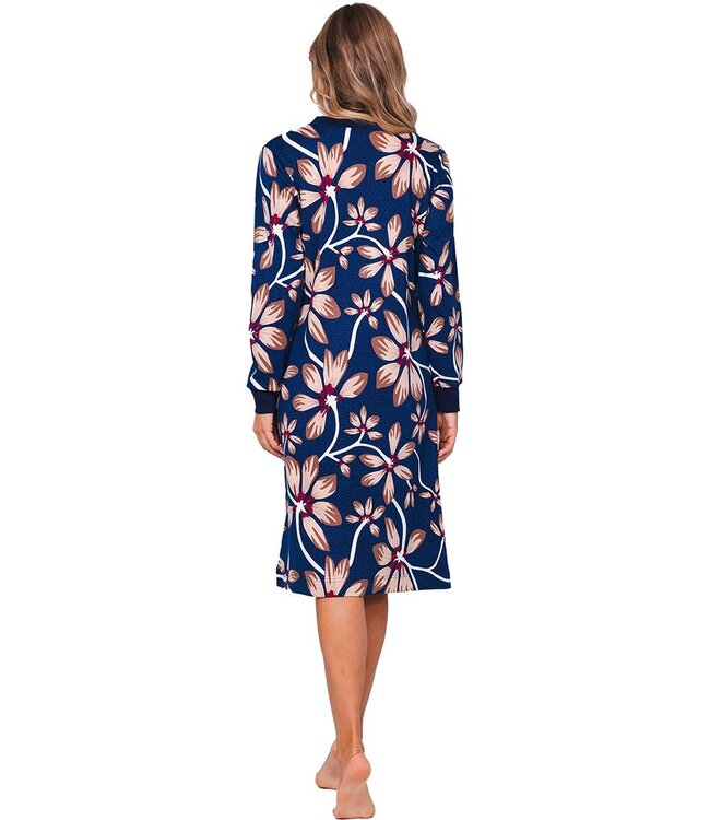 ladies cotton interlock longer length nightdress 'passion flower' (110cm)