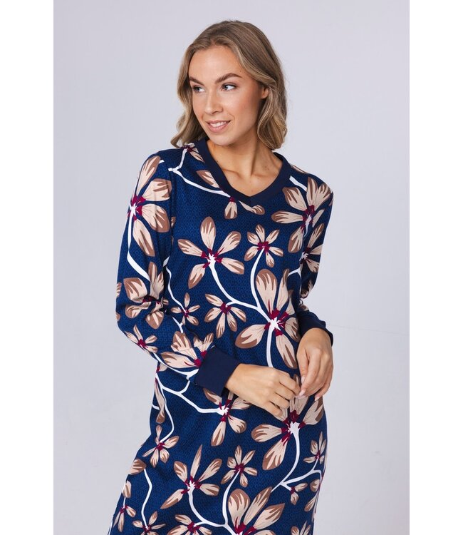 ladies cotton interlock longer length nightdress 'passion flower' (110cm)