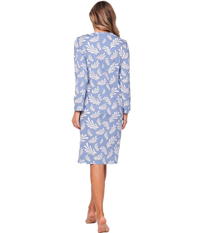 longer length cotton interlock nightdress with buttons 'lovely leafs'