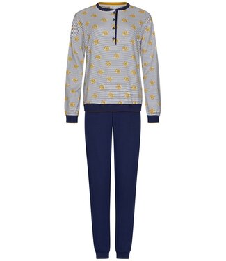 Pastunette Strepen dames pyjama van 100% katoen met knoopjes 'forest flowers stripes'