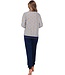 Strepen dames pyjama van 100% katoen met knoopjes 'forest flowers stripes'
