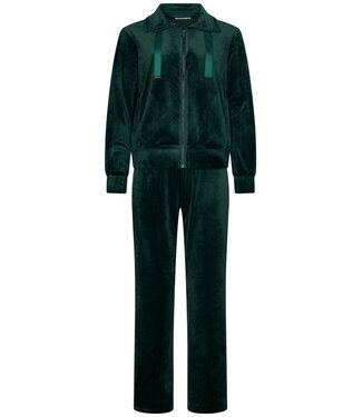 Pastunette Premium Luxe groene velours dames lounge-huispak met rits 'chic green beauty'