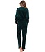 ladies luxury green velvet home lounge suit with zip 'chic green beauty'