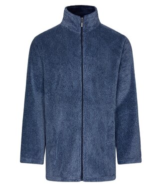 Pastunette for Men Heren vest met ritssluiting van blauwe coral fleece 'modern man'