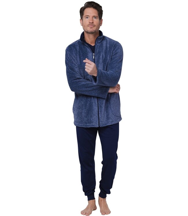 men's blue coral fleece house jacket with full zip 'modern man' (80cm)