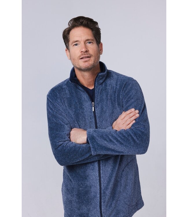 men's blue coral fleece house jacket with full zip 'modern man' (80cm)