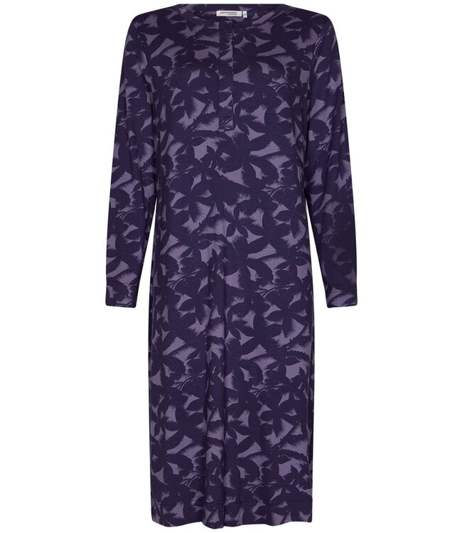 Luxe, lounge nachthemd van ecovero viscose met knopen 'floral garden'