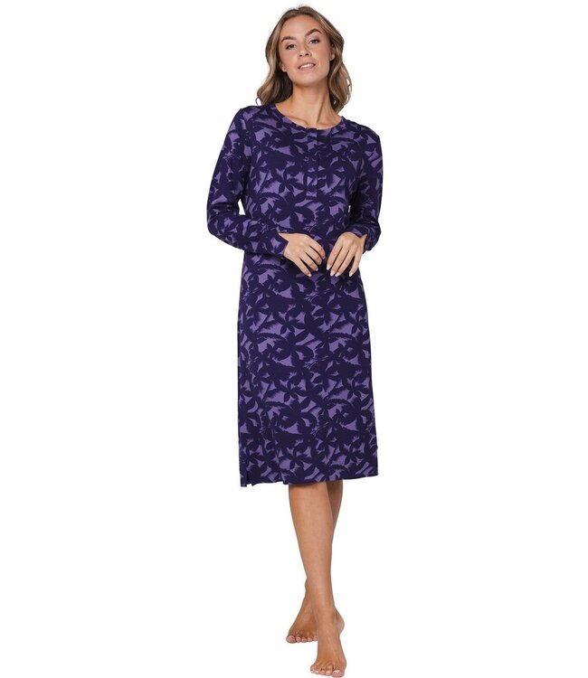 ecovero viscose, luxury lounge nightdress with buttons'floral garden'