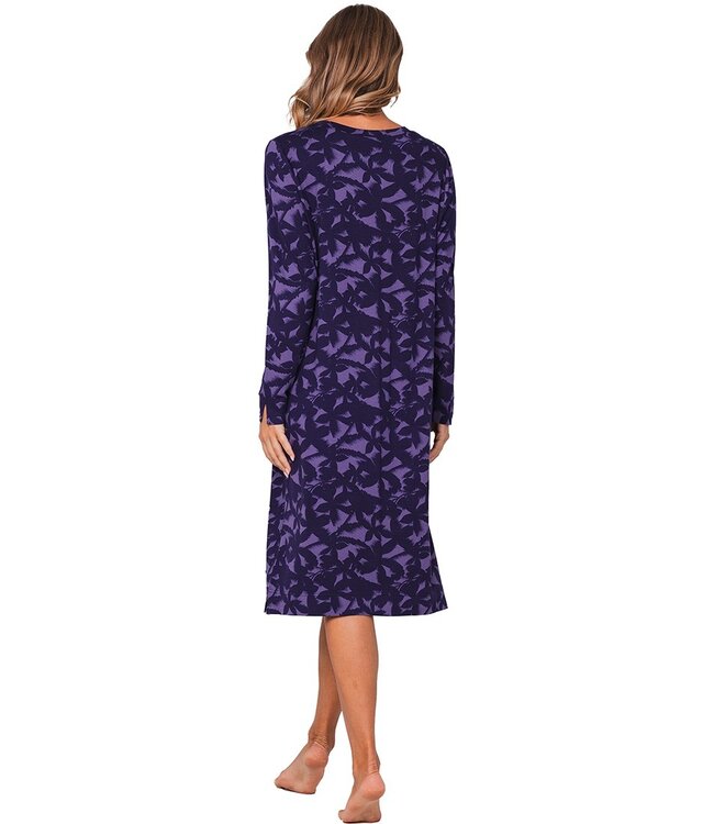 ecovero viscose, luxury lounge nightdress with buttons'floral garden'