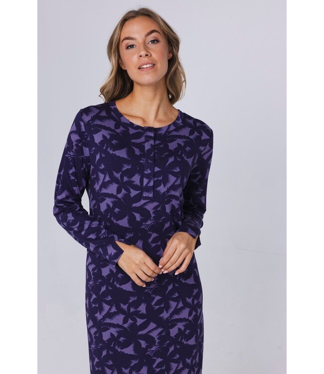 ecovero viscose, luxury lounge nightdress with buttons'floral garden'