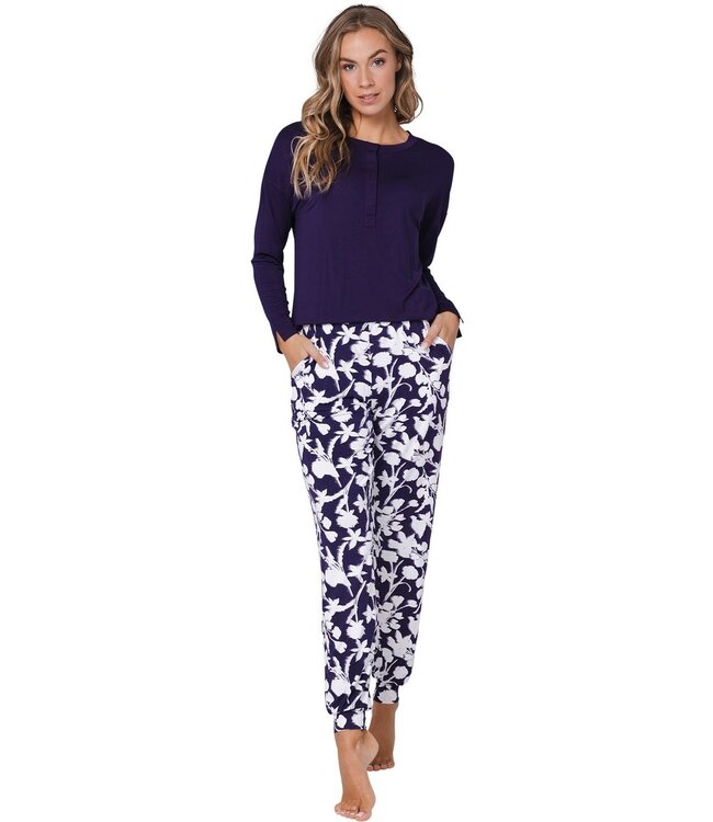 Luxe lounge pyjamaset van ecovero viscose 'floral garden'