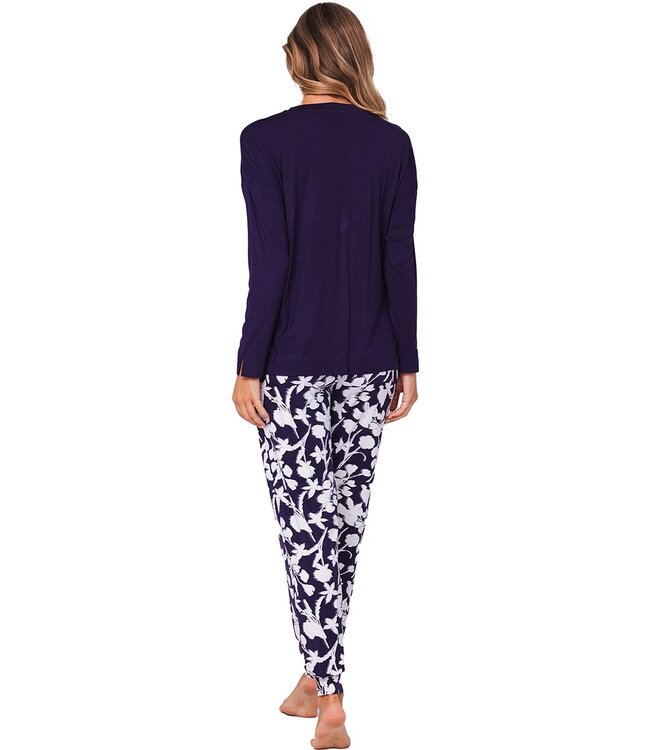 Luxe lounge pyjamaset van ecovero viscose 'floral garden'