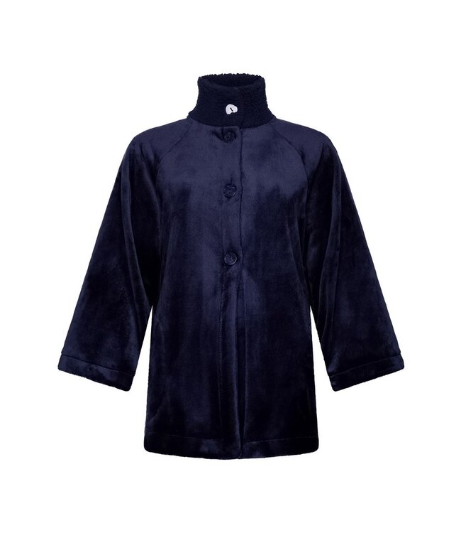 Luxe doorknoop huisjasje van flanel-fleece 'chic blue beauty'