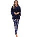 Luxe doorknoop huisjasje van flanel-fleece 'chic blue beauty'