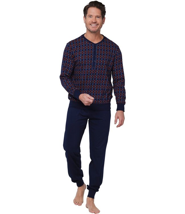 men's organic cotton pyjama set with buttons 'funky diamond