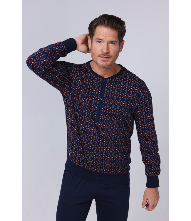 men's organic cotton pyjama set with buttons 'funky diamond