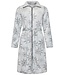 Flanel-fleece ochtendjas met rits van reliëfstof 'silver snowflakes'