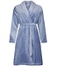 Pastunette Warme, blauwe flanel fleece overslag dames ochtendjas ‘soft comfort’
