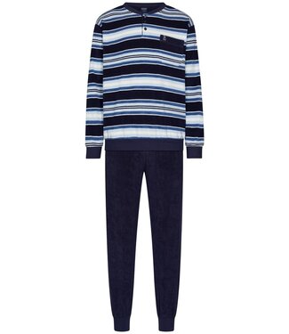 Robson men's long sleeve cotton pyjama set with buttons 'just stripey'