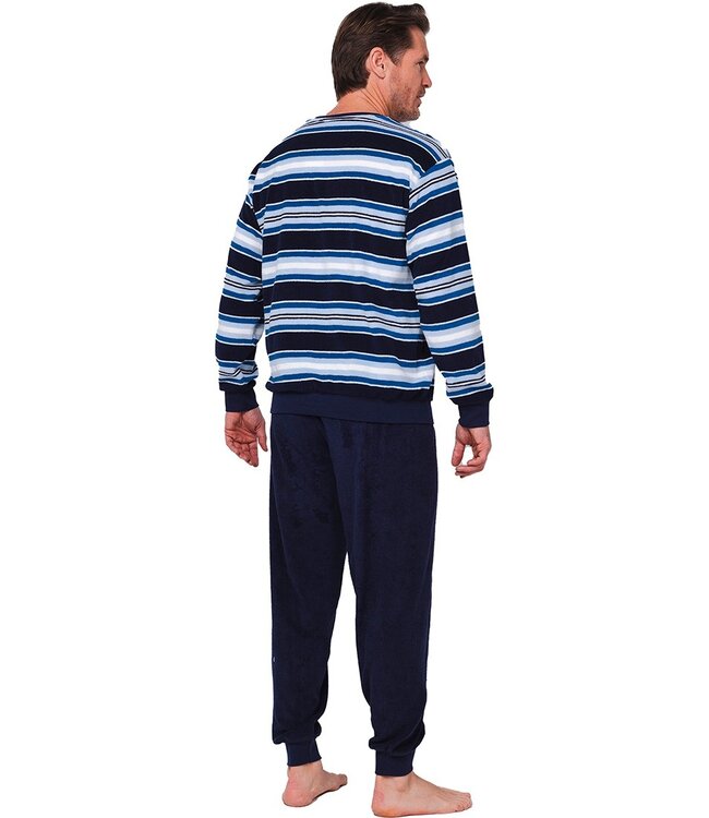 men's long sleeve cotton pyjama set with buttons 'just stripey'
