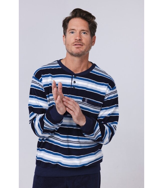 men's long sleeve cotton pyjama set with buttons 'just stripey'