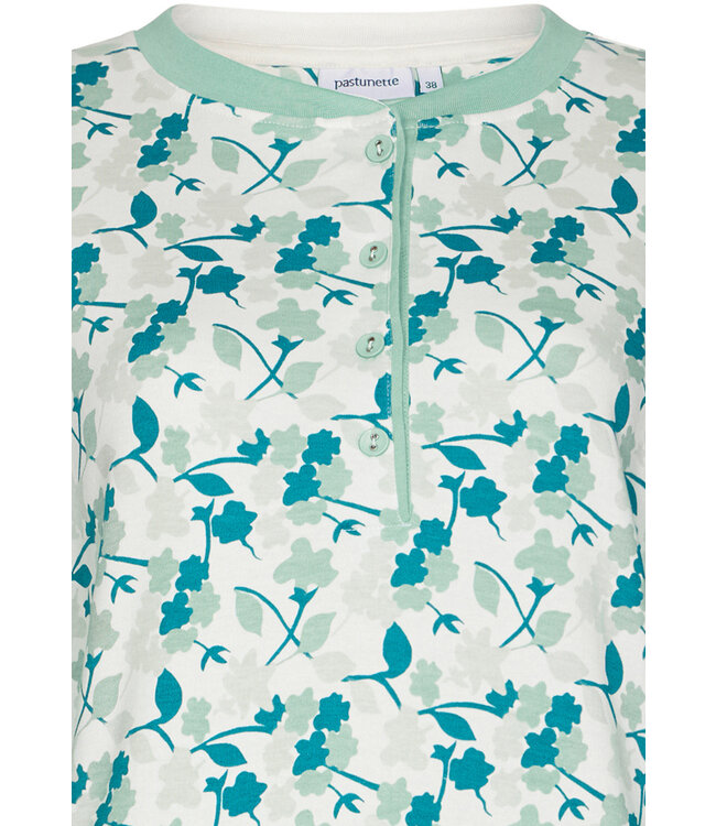 ladies 100% cotton interlock longer length nightdress with buttons 'winter flowers'