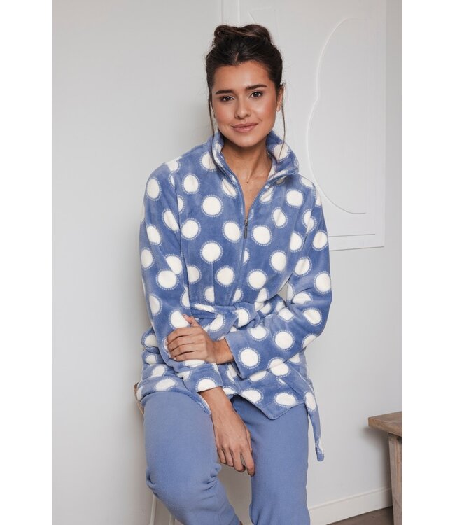 warm coral fleece lilac home lounge-suit 'deeply dotty'