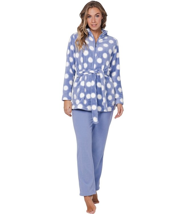 warm coral fleece lilac home lounge-suit 'deeply dotty'