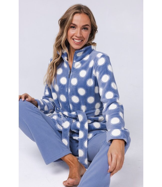 warm coral fleece lilac home lounge-suit 'deeply dotty'