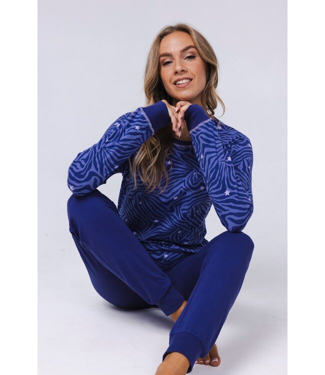 Trendy pyjamaset met boorden katoen-elastaan-mix 'starry animal'