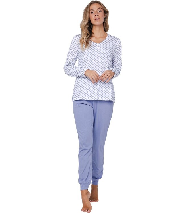 long sleeve organic cotton pyjama set with buttons 'little dotty circles'