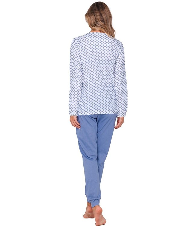 Pyjamaset met lange mouwen van biologisch katoen met knopen ‘little dotty circles’