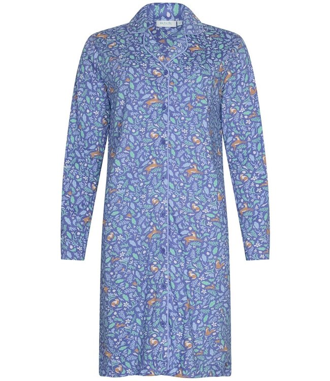 long sleeve organic cotton full button nightdress 'woodland wildlife'