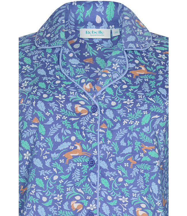 long sleeve organic cotton full button nightdress 'woodland wildlife'