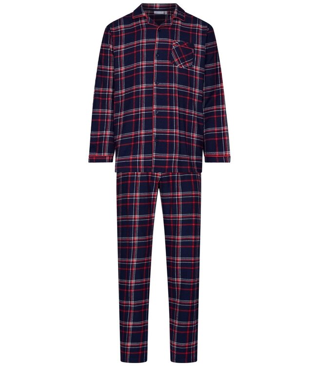 Doorknoop heren pyjama van katoen-flanel 'trendy checks'