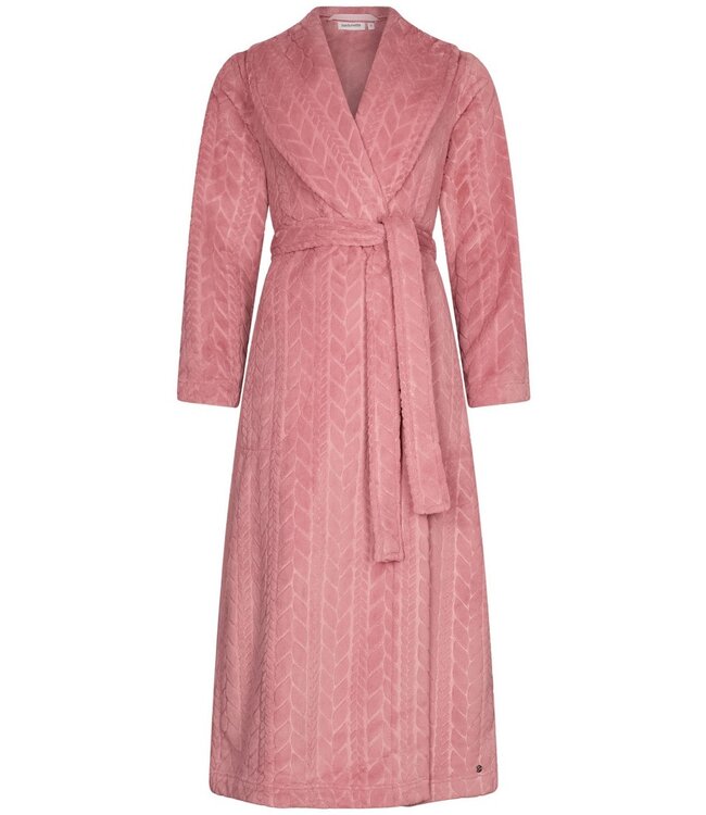Extra lange warme overslag-ochtendjas ‘embossed weaves’ (130 cm)