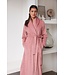Extra lange warme overslag-ochtendjas ‘embossed weaves’ (130 cm)