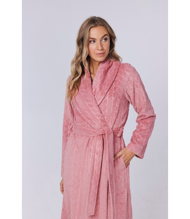 extra long warm wrap-over morninggown 'embossed weave' (130cm)
