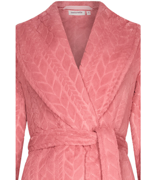 Extra lange warme overslag-ochtendjas ‘embossed weaves’ (130 cm)