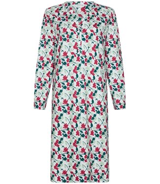 Pastunette long sleeve cotton longer length nightdress with buttons 'winter flowers' (105cm)