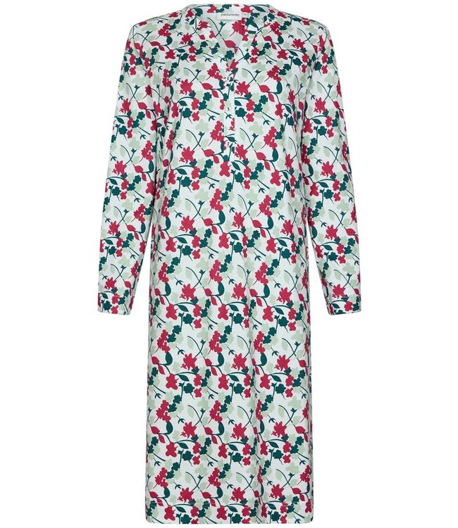 long sleeve cotton longer length nightdress with buttons 'winter flowers' (105cm)