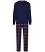 Heren pyjamaset van katoen-flanel, top met v-hals 'trendy checks'