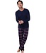 Heren pyjamaset van katoen-flanel, top met v-hals 'trendy checks'